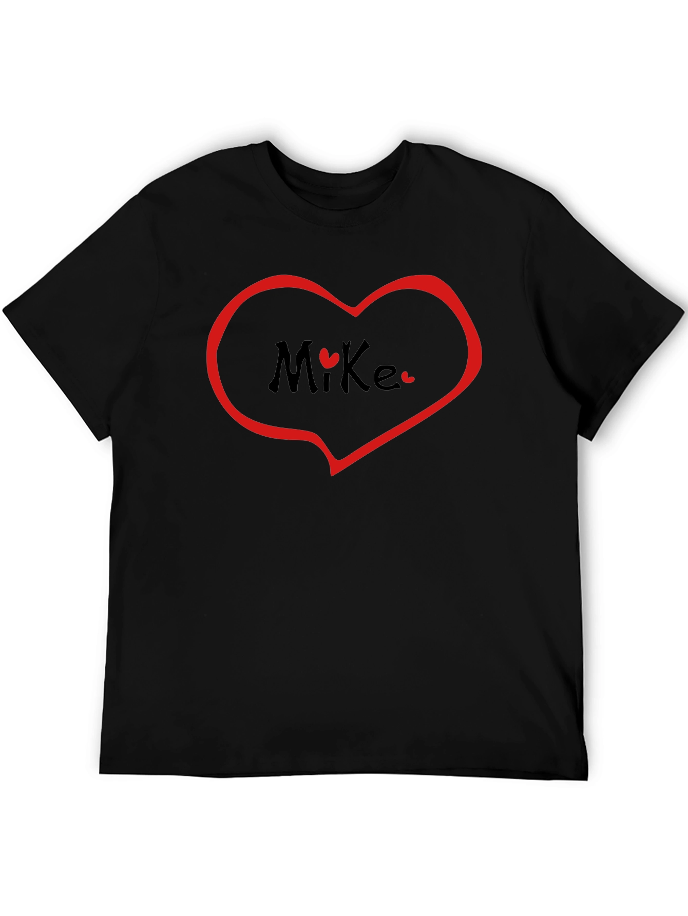 Heart Mike T-Shirt - Black Crew Neck