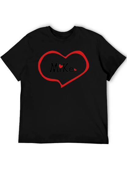 Heart Mike T-Shirt - Black Crew Neck