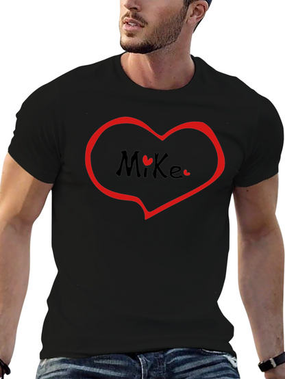 Heart Mike T-Shirt - Black Crew Neck