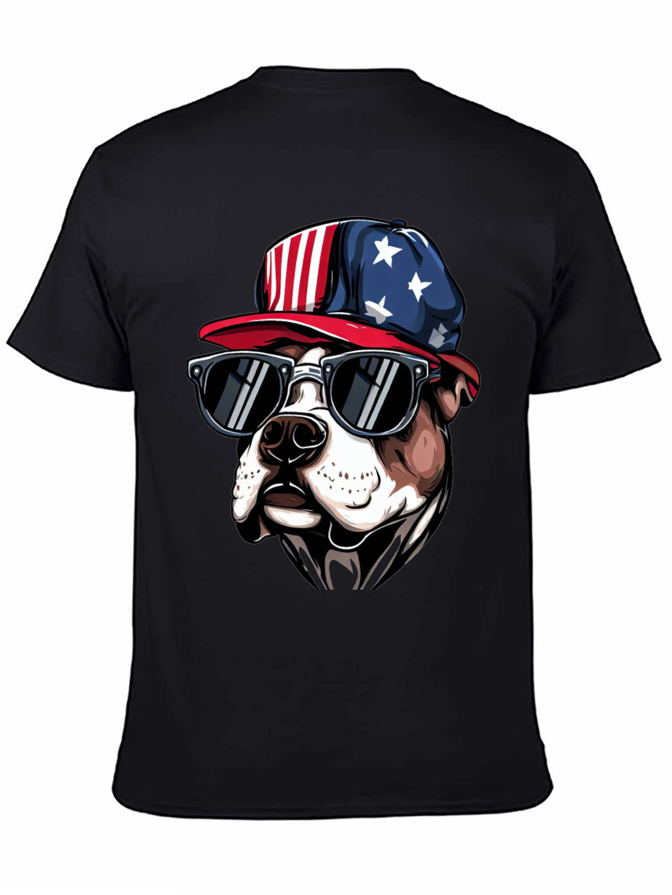 Patriotic Bulldog T-Shirt with Sunglasses