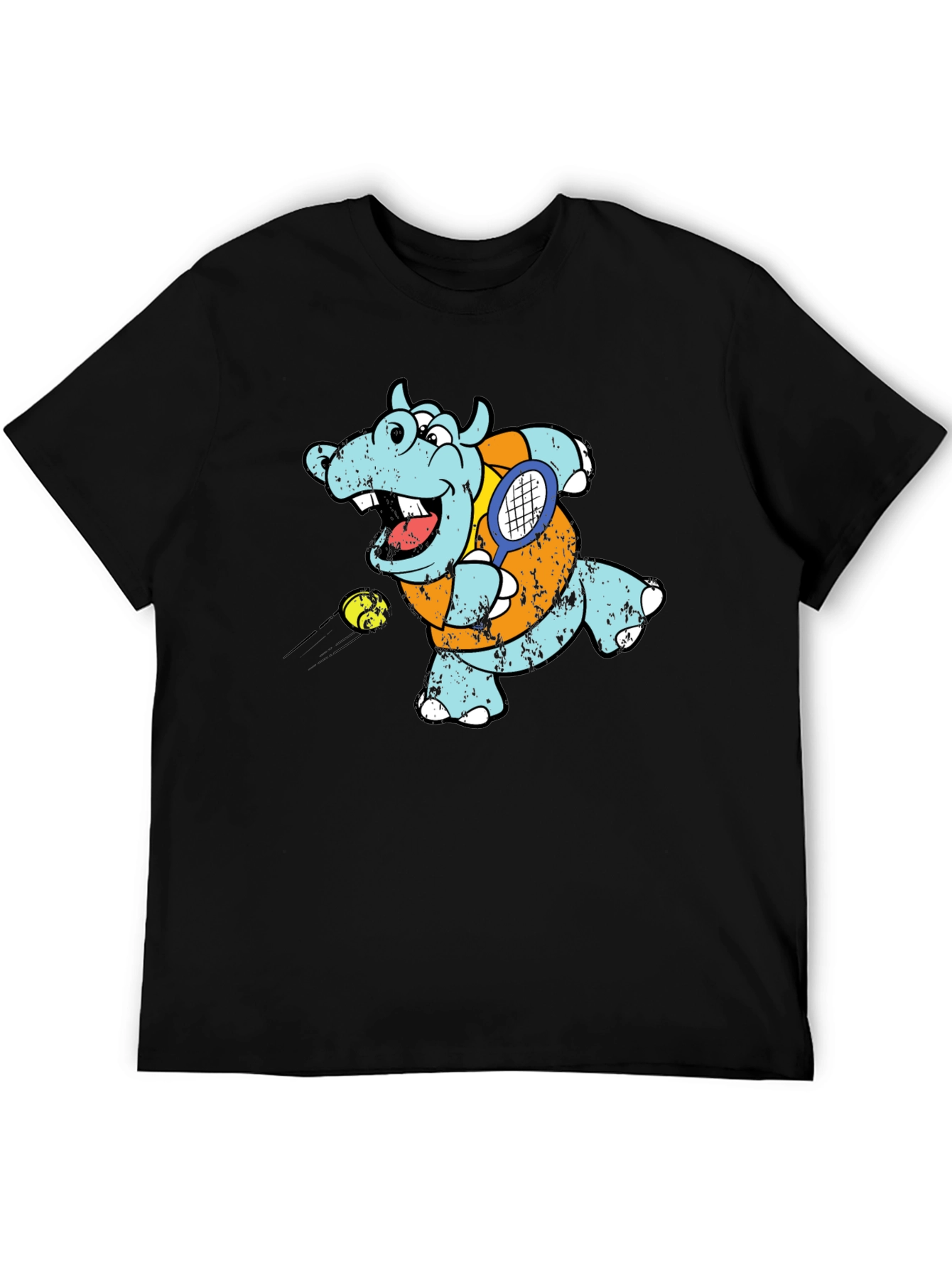 Tennis Hippo Graphic T-Shirt - Cool Animal Tee