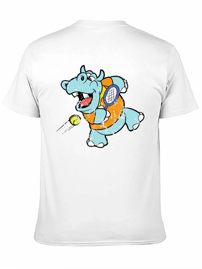 Tennis Hippo Graphic T-Shirt - Cool Animal Tee