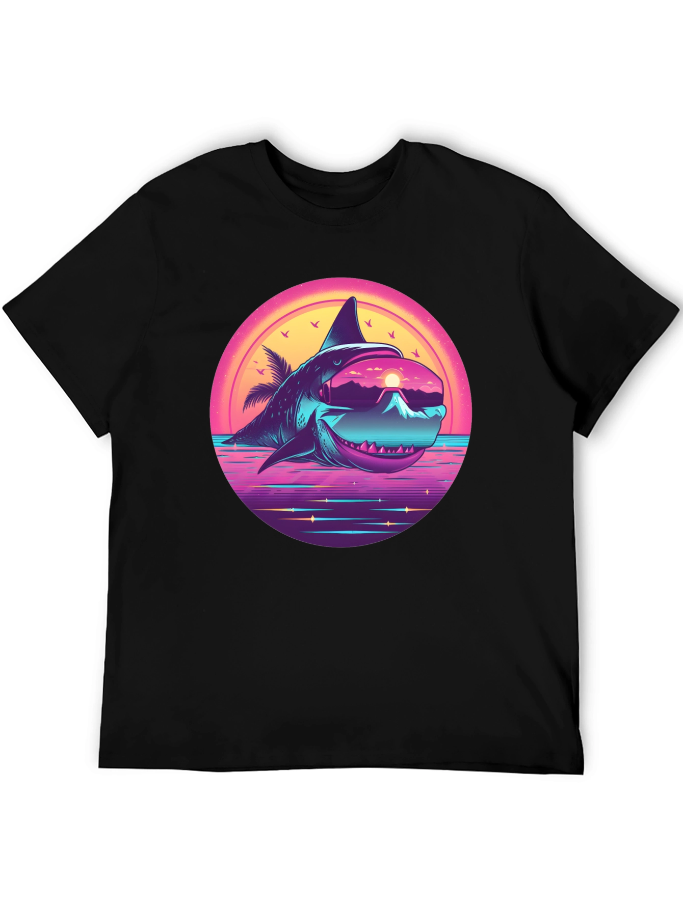 Retro Shark Graphic Tee - Black