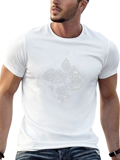 Floral Diamond Graphic Black T-Shirt
