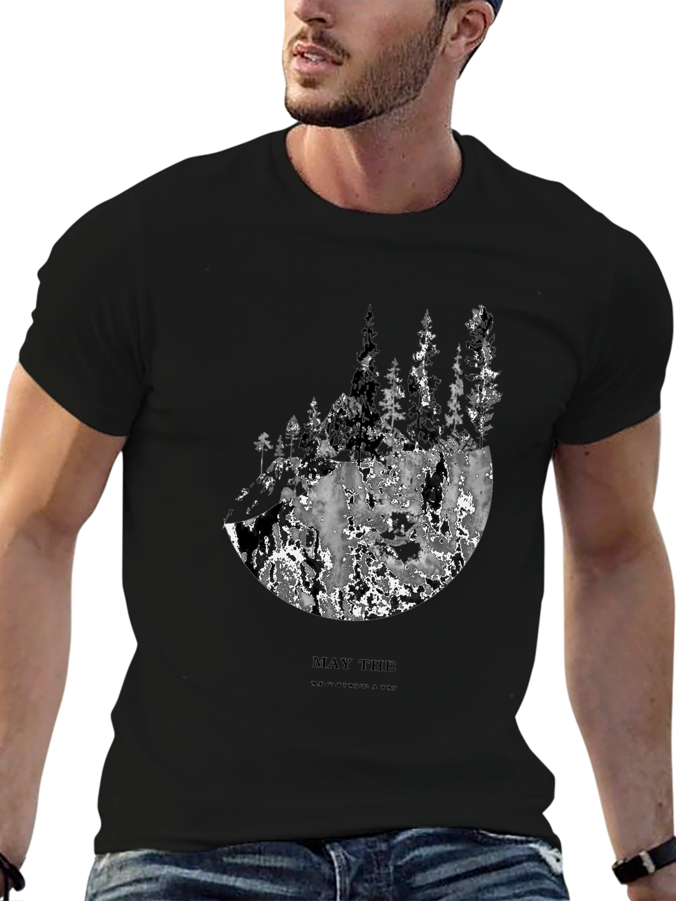 Mountain Forest Graphic Tee - Mens Black T-Shirt