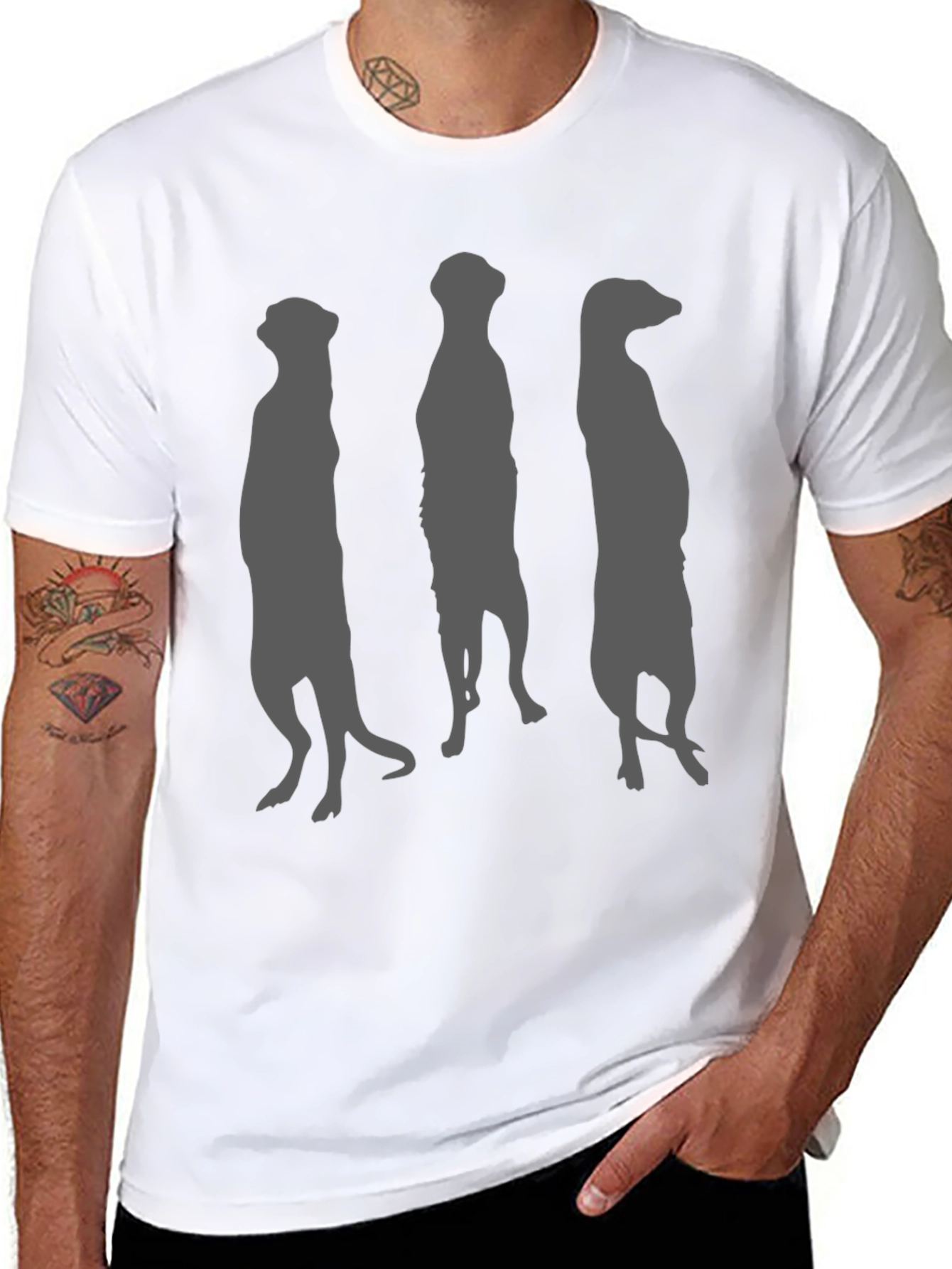 Meerkat Silhouette Graphic Tee - Black