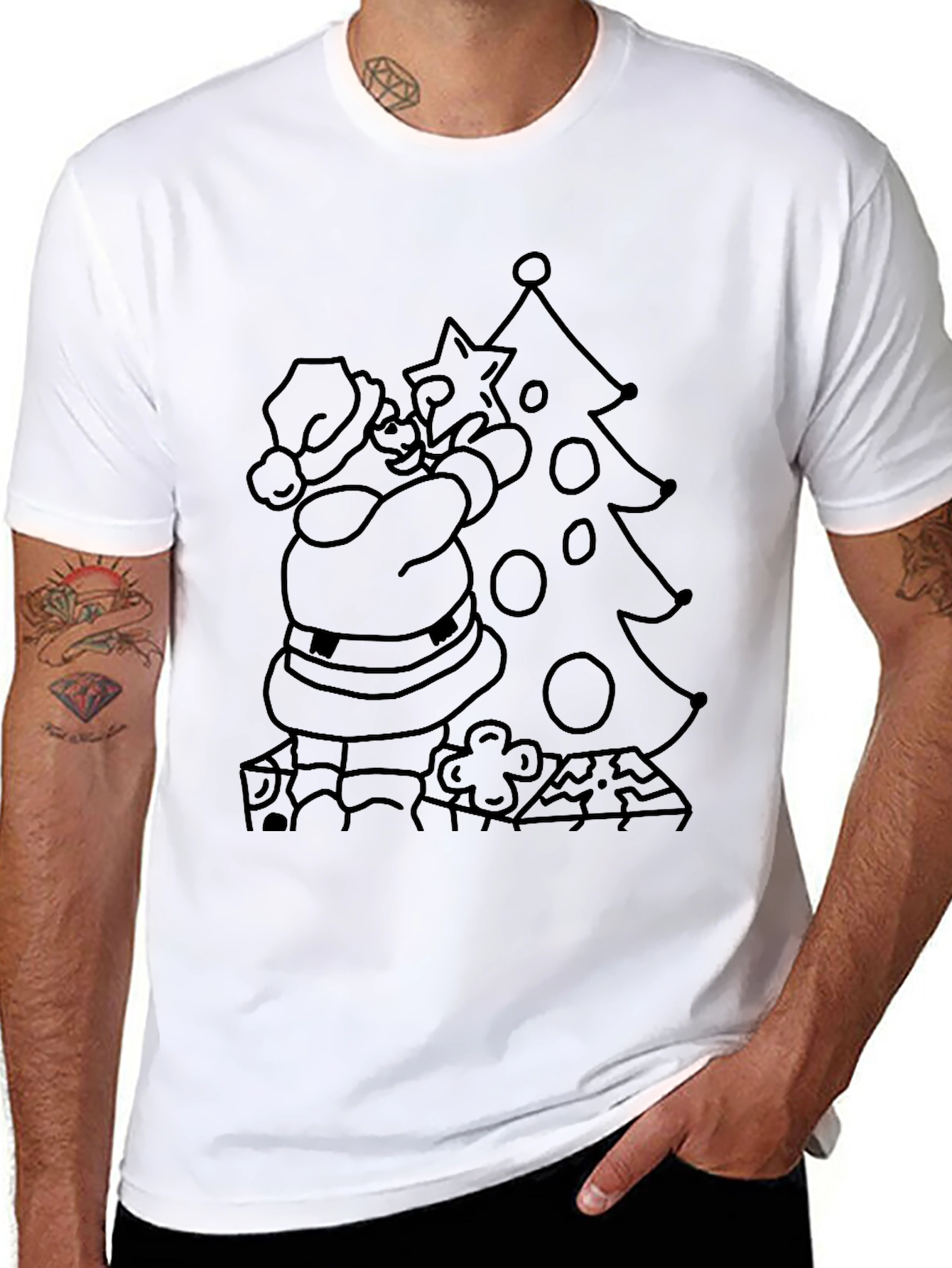 Santa Christmas Tree T-Shirt - Holiday Festive Tee