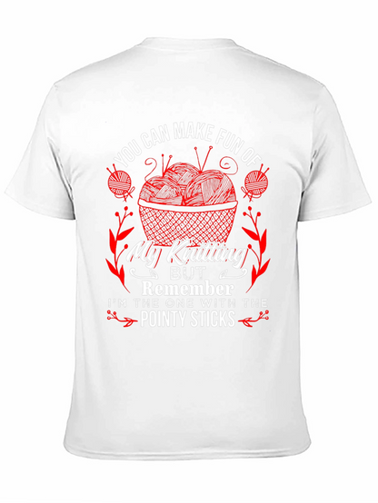 Knitting Humor T-Shirt - Pointy Sticks Design