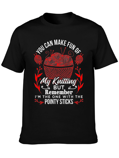 Knitting Humor T-Shirt - Pointy Sticks Design