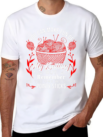 Knitting Humor T-Shirt - Pointy Sticks Design