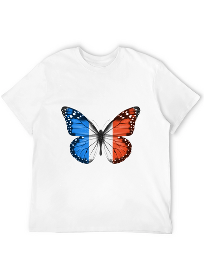 French Butterfly Graphic Tee - Black Cotton