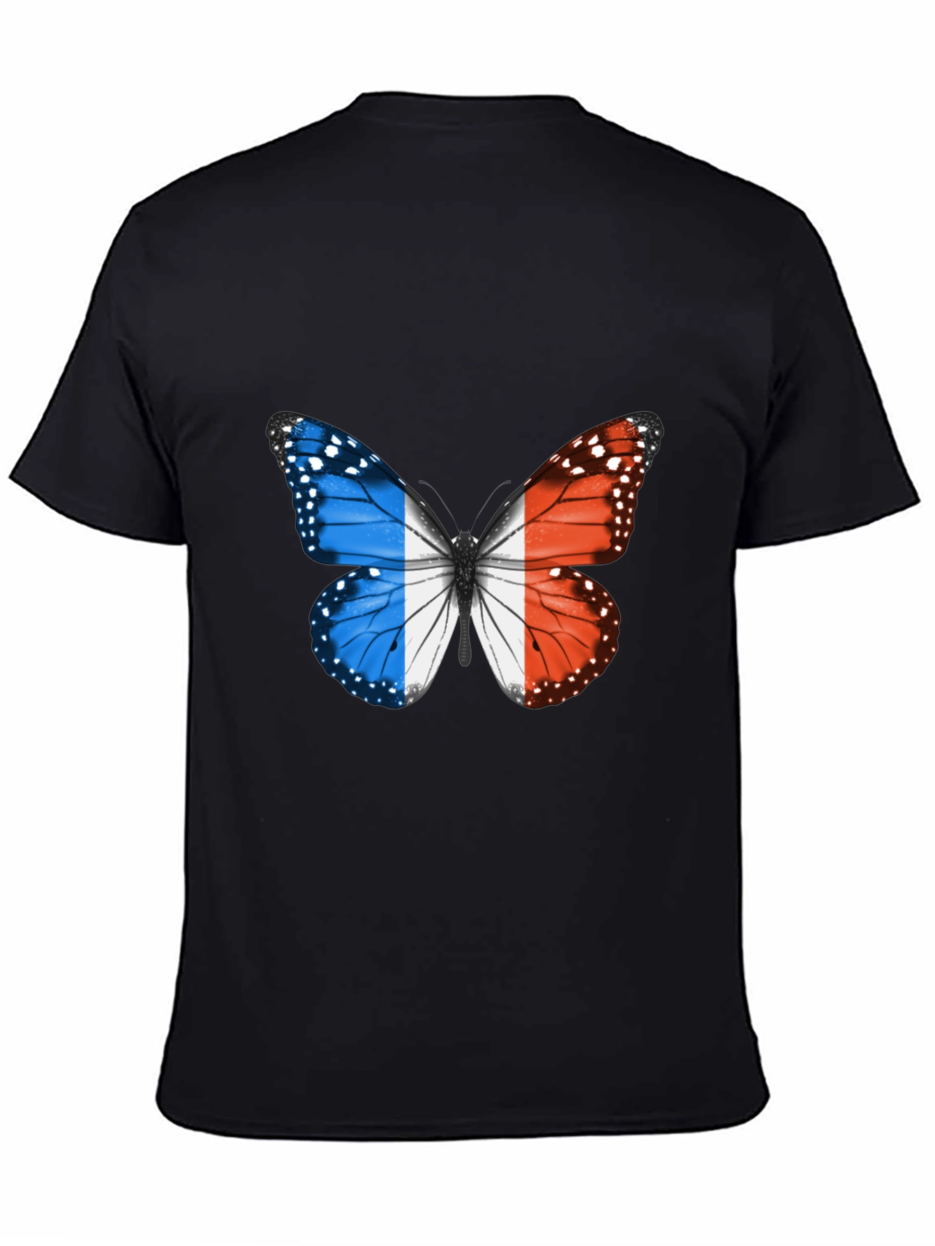 French Butterfly Graphic Tee - Black Cotton