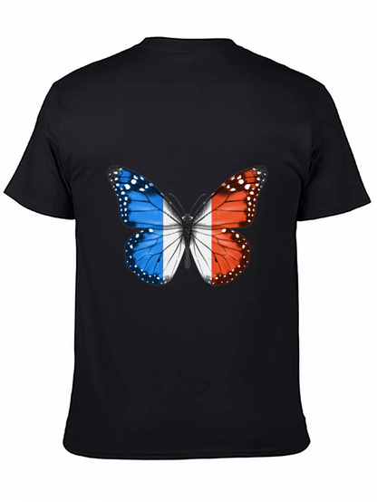 French Butterfly Graphic Tee - Black Cotton