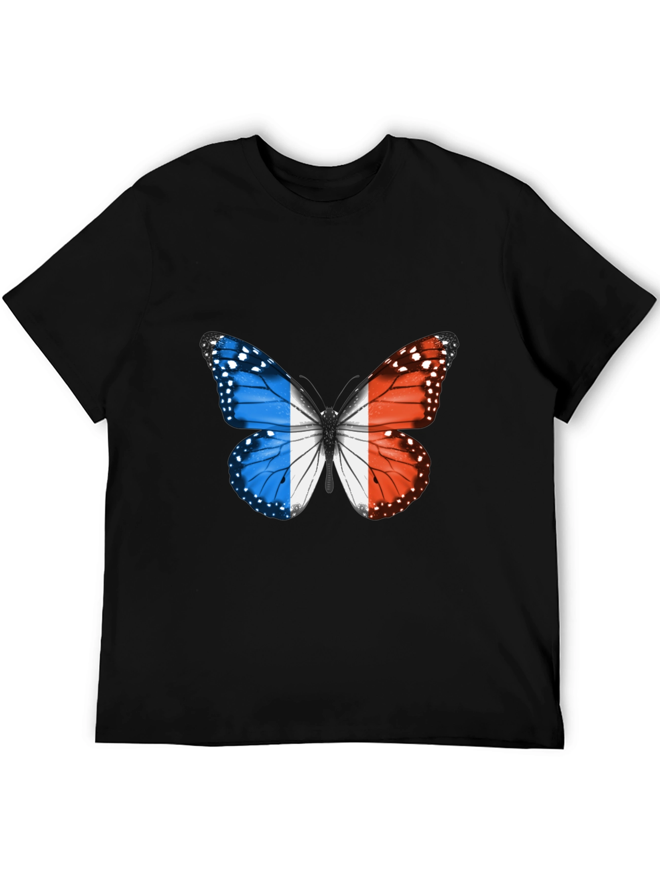 French Butterfly Graphic Tee - Black Cotton