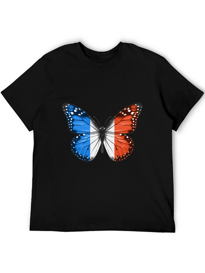 French Butterfly Graphic Tee - Black Cotton