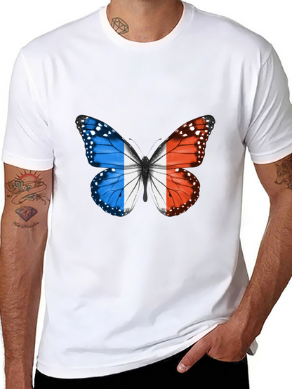 French Butterfly Graphic Tee - Black Cotton