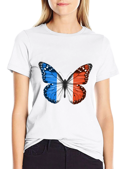French Butterfly Graphic Tee - Black Cotton