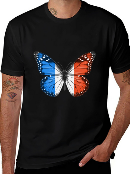 French Butterfly Graphic Tee - Black Cotton