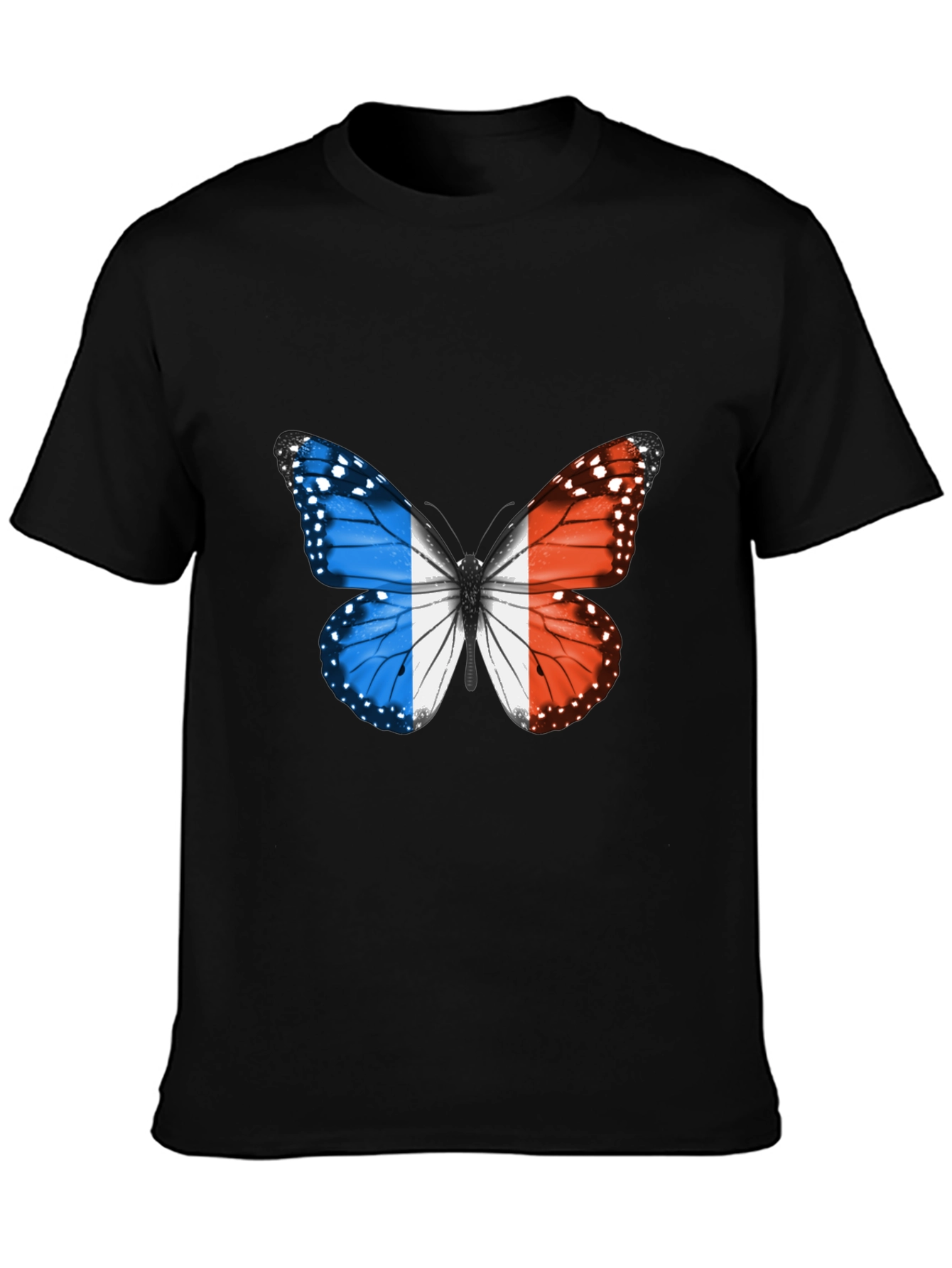 French Butterfly Graphic Tee - Black Cotton