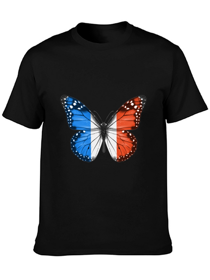 French Butterfly Graphic Tee - Black Cotton