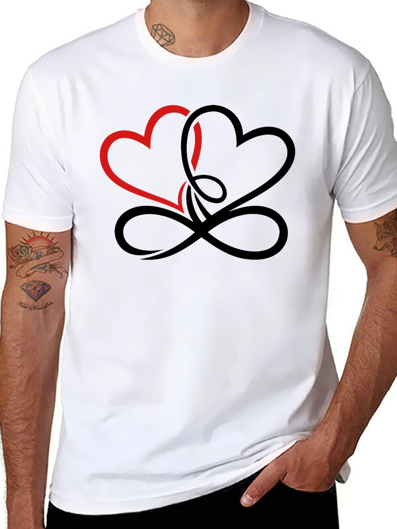 Intertwined Hearts Graphic Black T-Shirt