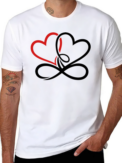 Intertwined Hearts Graphic Black T-Shirt