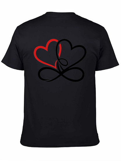 Intertwined Hearts Graphic Black T-Shirt