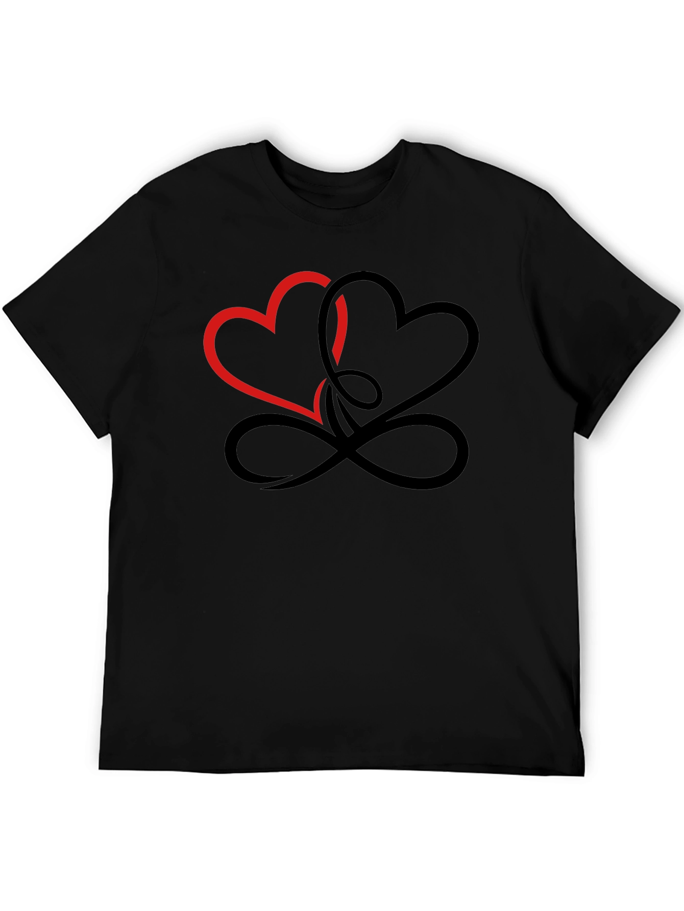 Intertwined Hearts Graphic Black T-Shirt