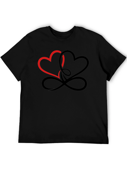 Intertwined Hearts Graphic Black T-Shirt