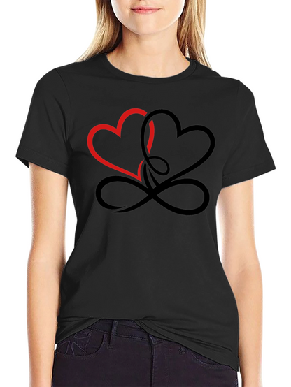 Intertwined Hearts Graphic Black T-Shirt