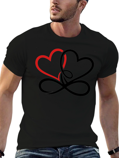 Intertwined Hearts Graphic Black T-Shirt