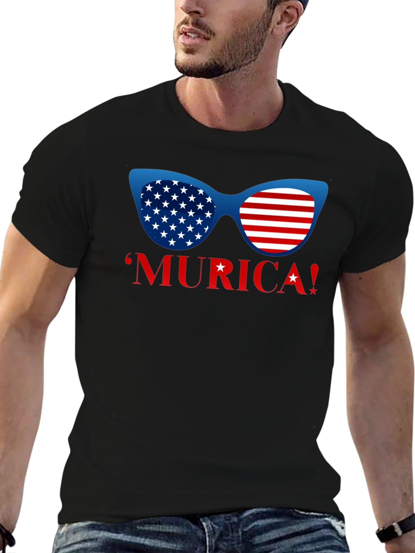 USA Flag Sunglasses Graphic T-Shirt