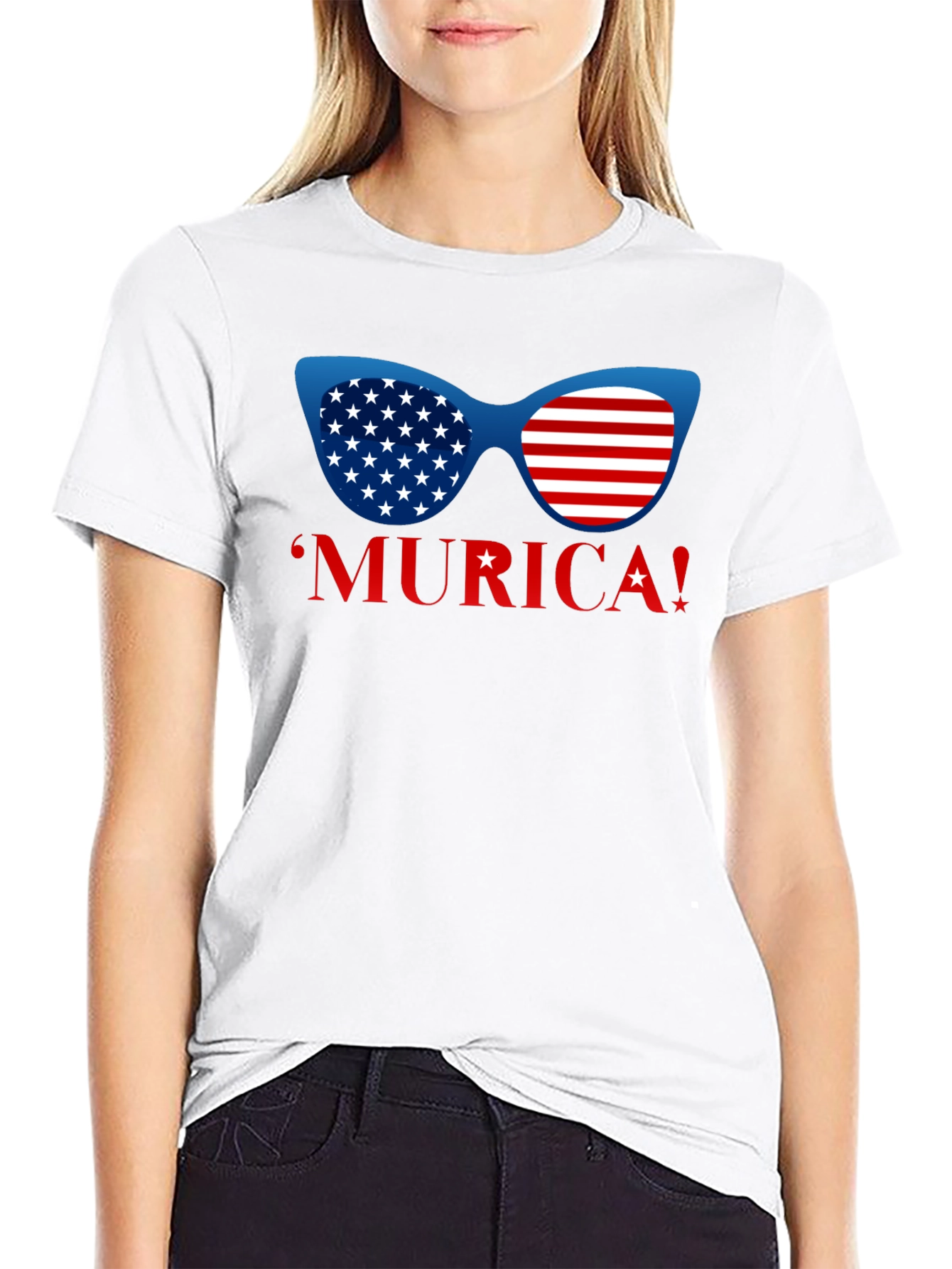 USA Flag Sunglasses Graphic T-Shirt