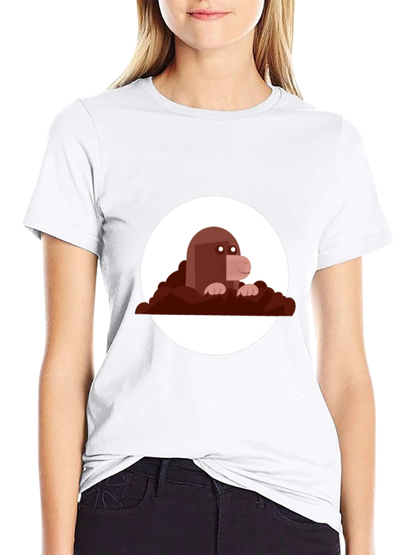 Mole Graphic Print Black Tee
