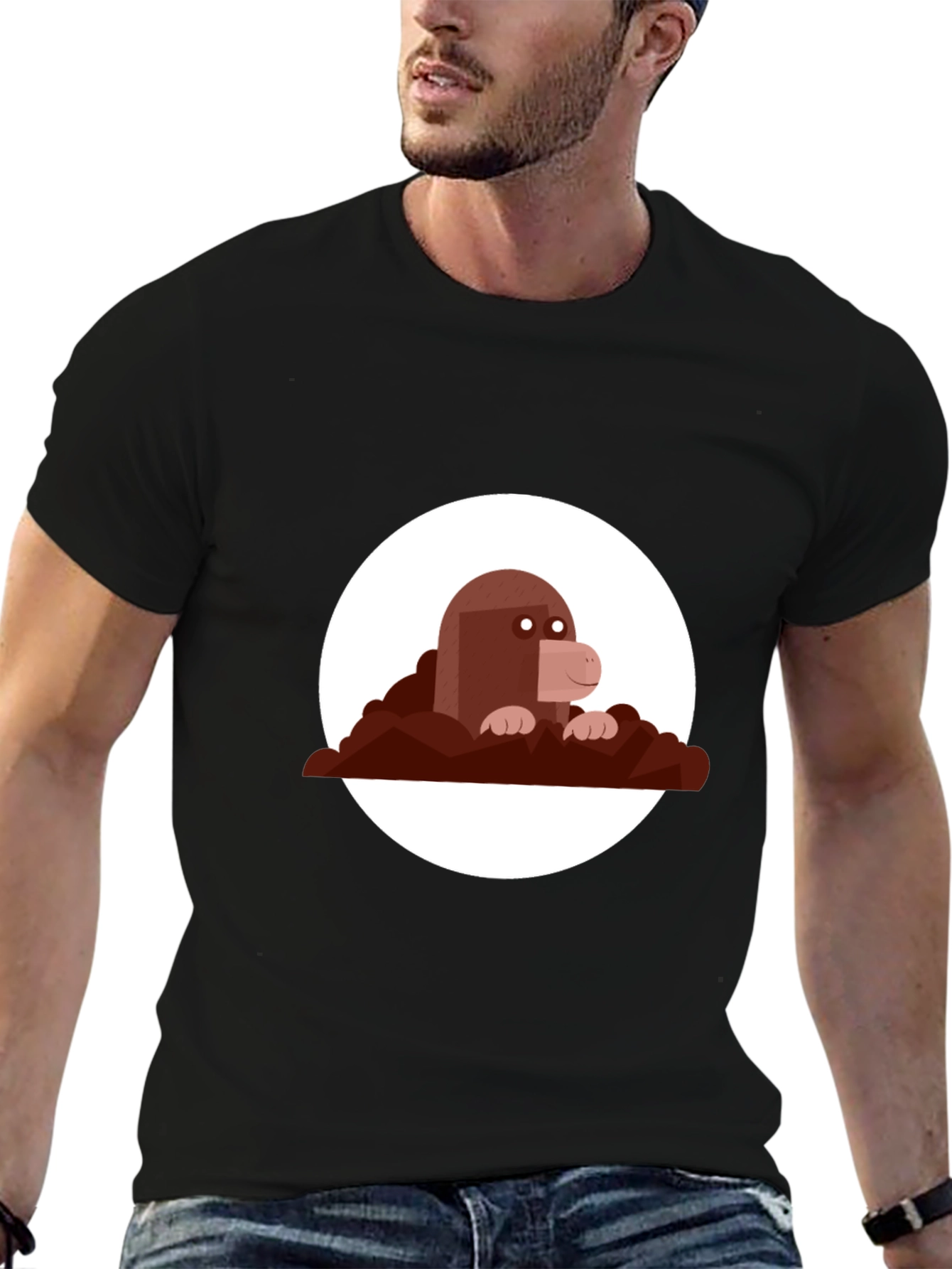 Mole Graphic Print Black Tee