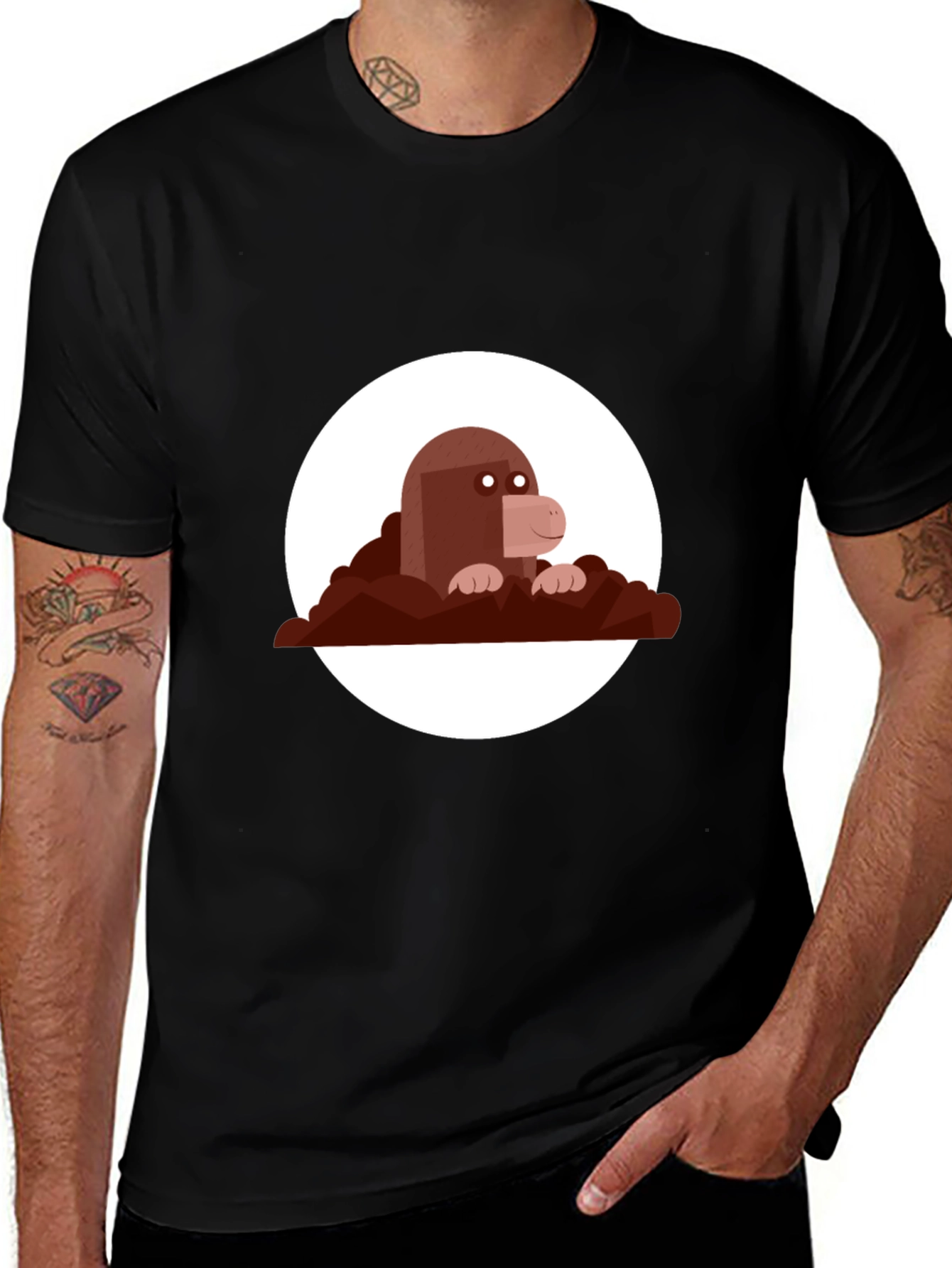 Mole Graphic Print Black Tee