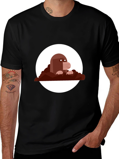 Mole Graphic Print Black Tee