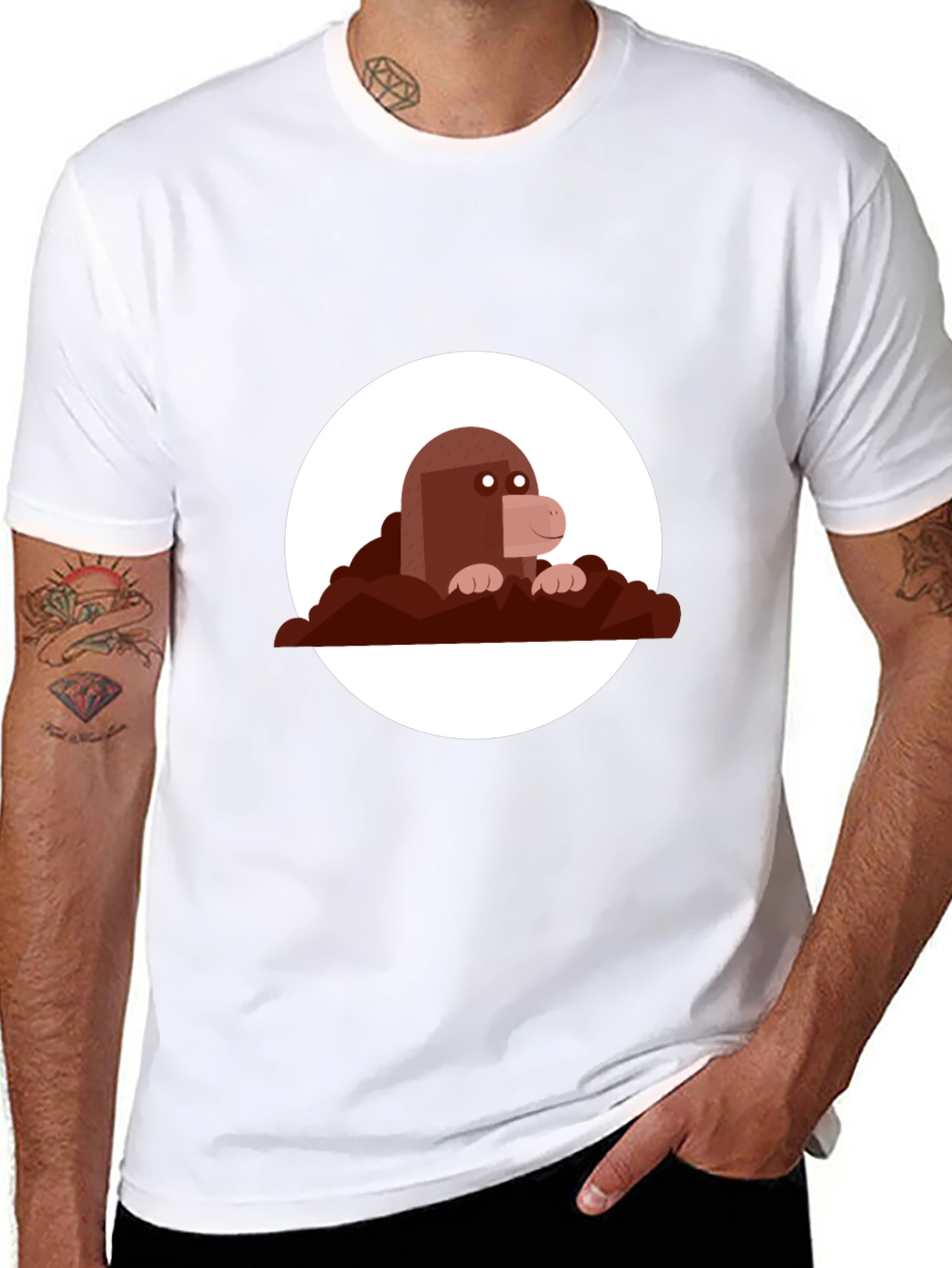 Mole Graphic Print Black Tee