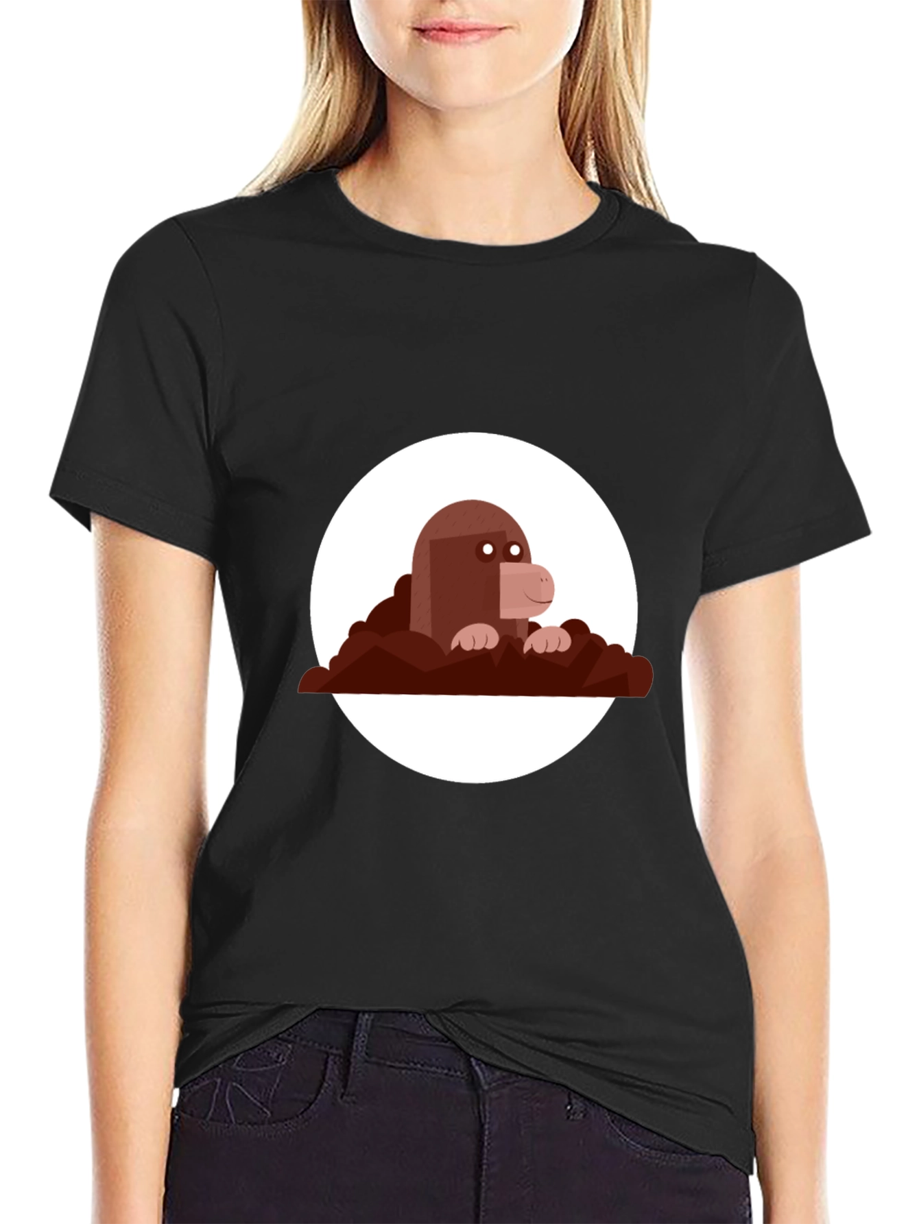 Mole Graphic Print Black Tee