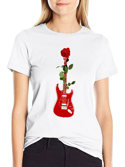 Guitar Rose Graphic Tee - Black T-Shirt
