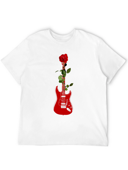 Guitar Rose Graphic Tee - Black T-Shirt