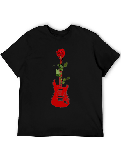 Guitar Rose Graphic Tee - Black T-Shirt