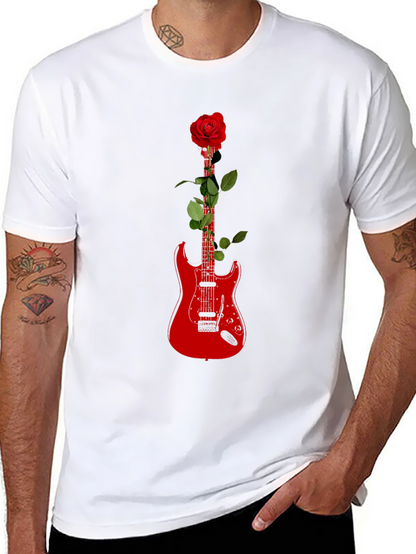 Guitar Rose Graphic Tee - Black T-Shirt