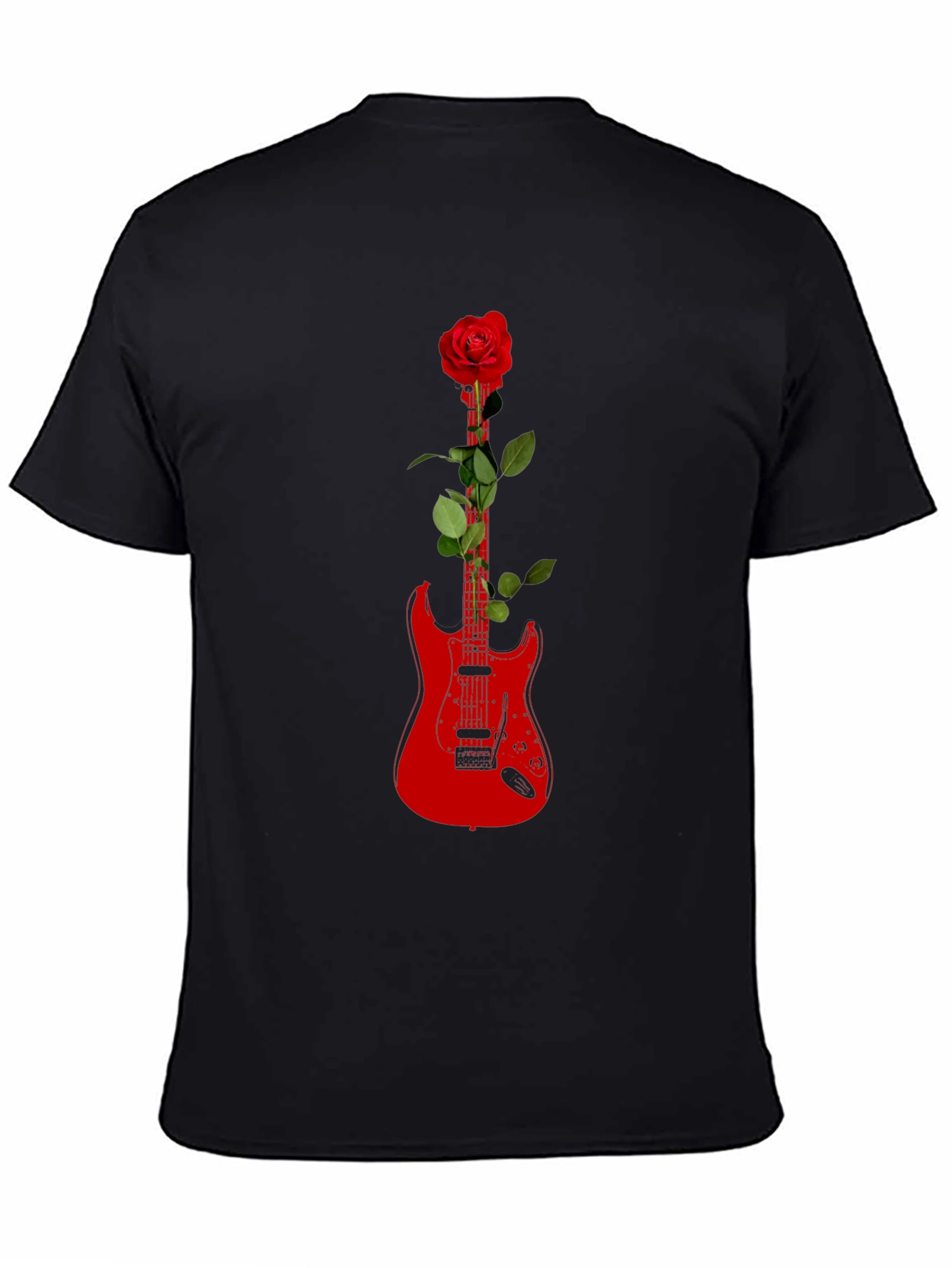 Guitar Rose Graphic Tee - Black T-Shirt