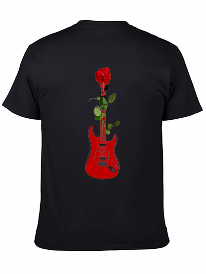 Guitar Rose Graphic Tee - Black T-Shirt