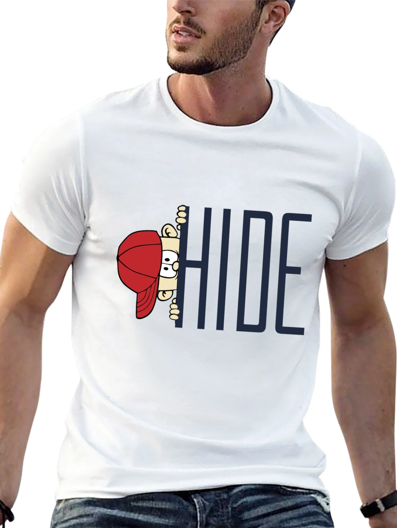 Hide Graphic Print T-Shirt - Dark Cotton Tee