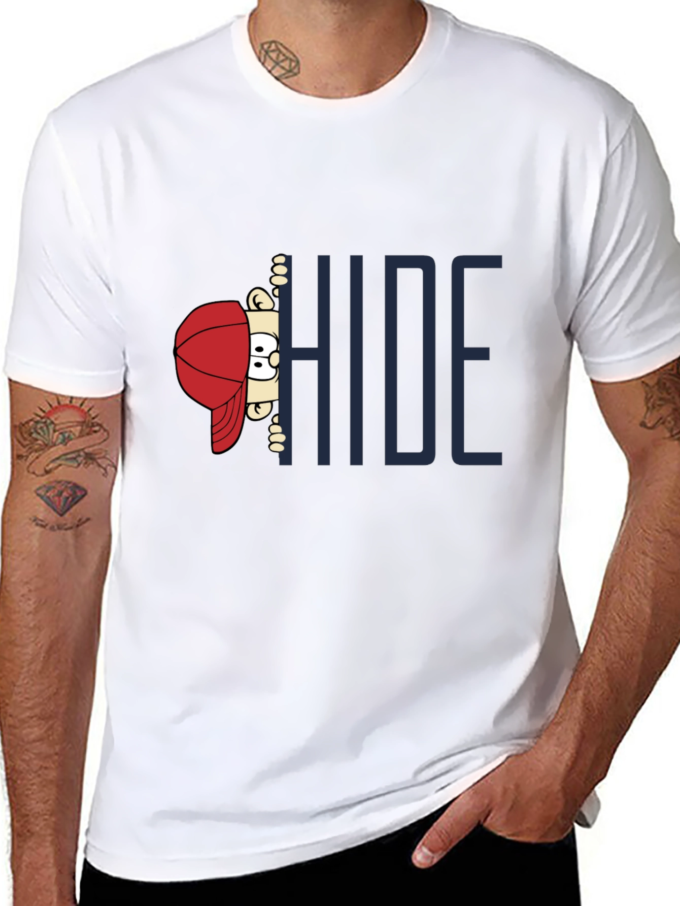 Hide Graphic Print T-Shirt - Dark Cotton Tee