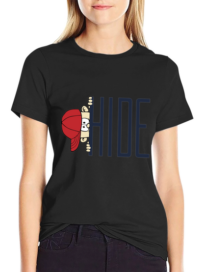 Hide Graphic Print T-Shirt - Dark Cotton Tee