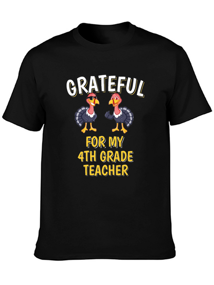 Grateful 4th Grade Teacher Turkey Thanksgiving T-Shirt