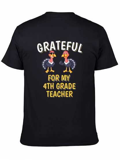 Grateful 4th Grade Teacher Turkey Thanksgiving T-Shirt